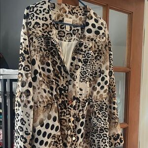 Chico's Leopard and Polka Dot Trench Coat